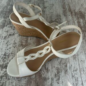 Liz Claiborne Keira White Braided Wedge Sandals